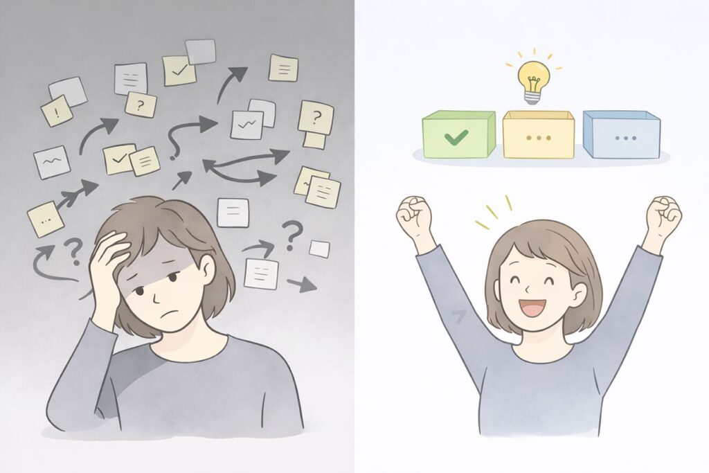 思考整理前後の変化比較図